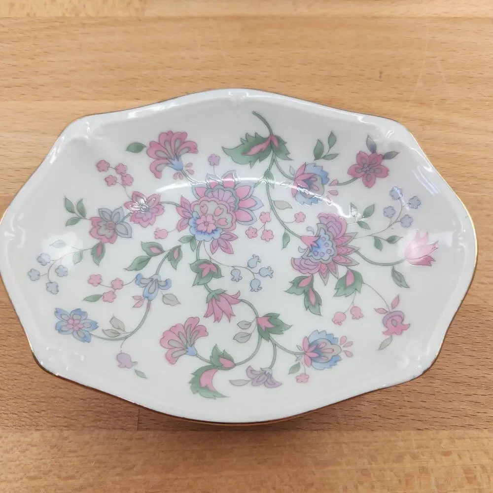 Vintage Takahashi San Francisco Porcelain Bathroom Set- Pastel Floral- Soap Dish